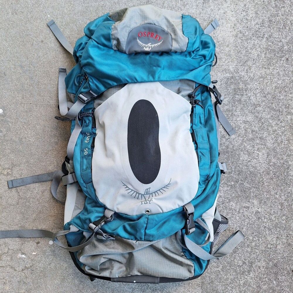 Osprey Aura AG 50L Women's Medium Hiking Backpack Blue Nylon Anti-Gravity